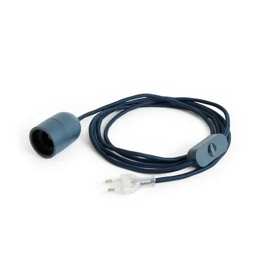 COMMON E27-Lampenfassung, dunkelblau, Stecker, 2,4 m - HAY Preisknaller