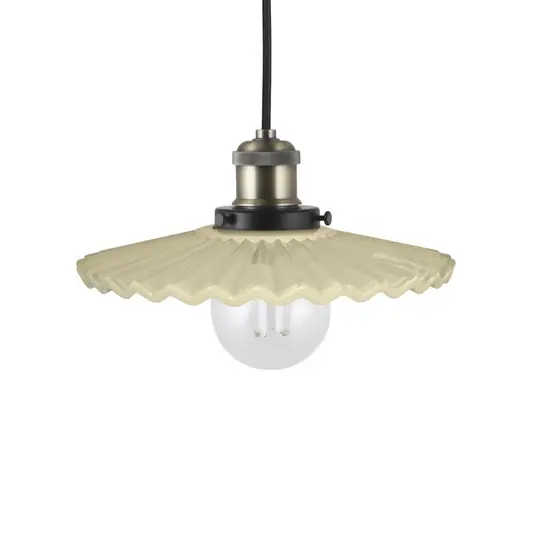 Neue Ware Globen Lighting Hängelampe COBBLER, creme/altmessing Ø 25 cm