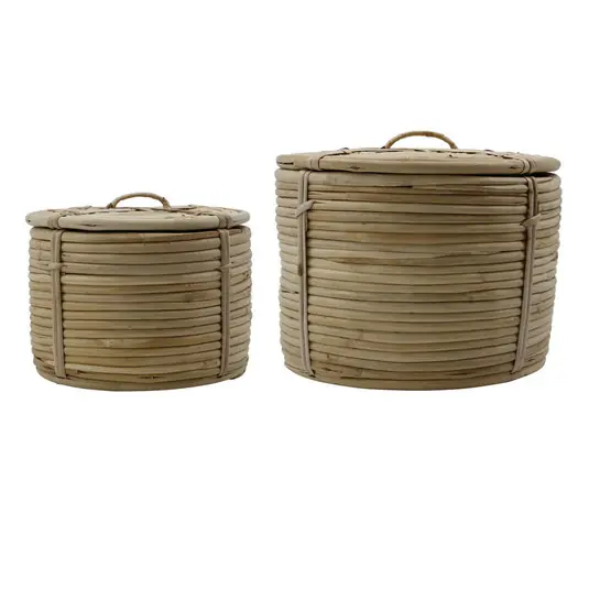 Expressversand HDRound Aufbewahrungskorb, Rattan/Bambus, 2er - House Doctor
