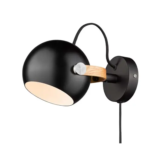D.C Wandleuchte, schwarz/eiche, Ø 12 cm Metall - Halo Design Must-Have