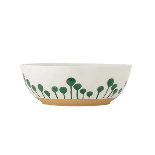 Linora Schale, weiß/grün, Höhe 9 cm, Keramik - Bloomingville Markenprodukt