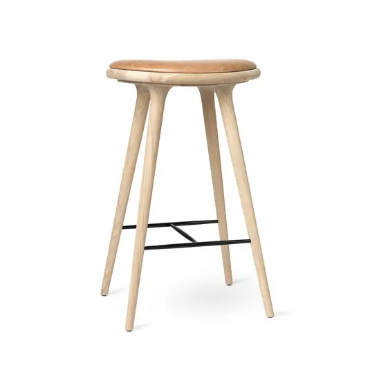Barhocker, braun, Eiche/Leder, Höhe 69 cm - Mater Knallerangebot