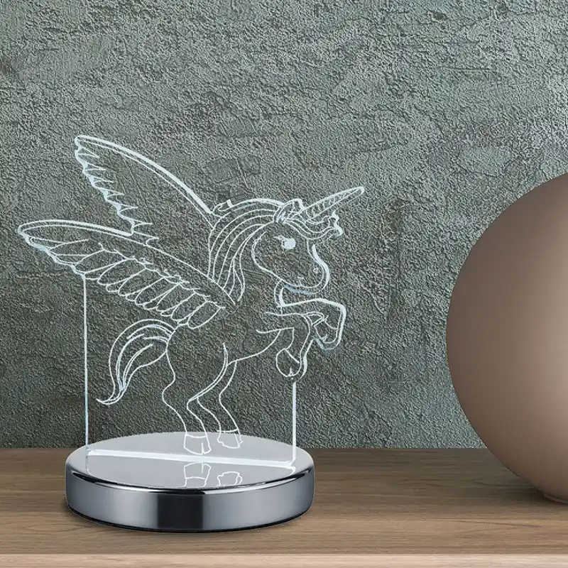 Kracherpreis Chrom Kinderzimmer Tischleuchte Design, Berivan, 7W, warm- bis kaltweiß einstellbare LED, mit Schalter