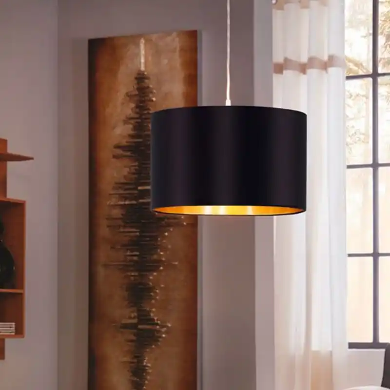 Abverkauf Goldene moderne Pendelleuchte Stoff, Terme