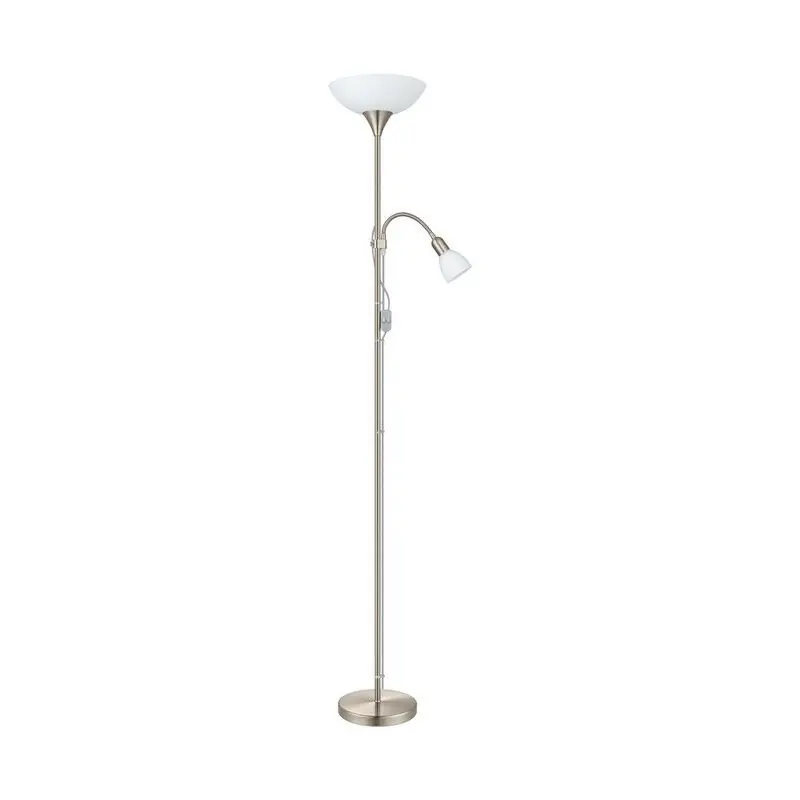 Nickel Leselampe Stehlampe Kunststoff, Burgo, mit Schalter Markenware