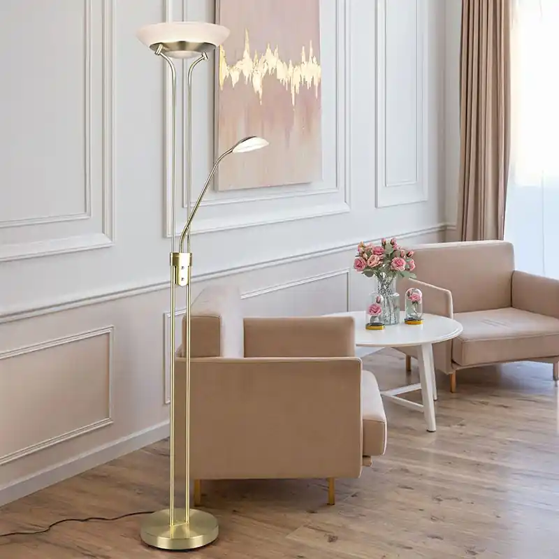 Nur Für Kurze Zeit Messing Leselampe Stehlampe Modern, Fredrika, 27W, 3000K LED, mit Touch-Dimmer