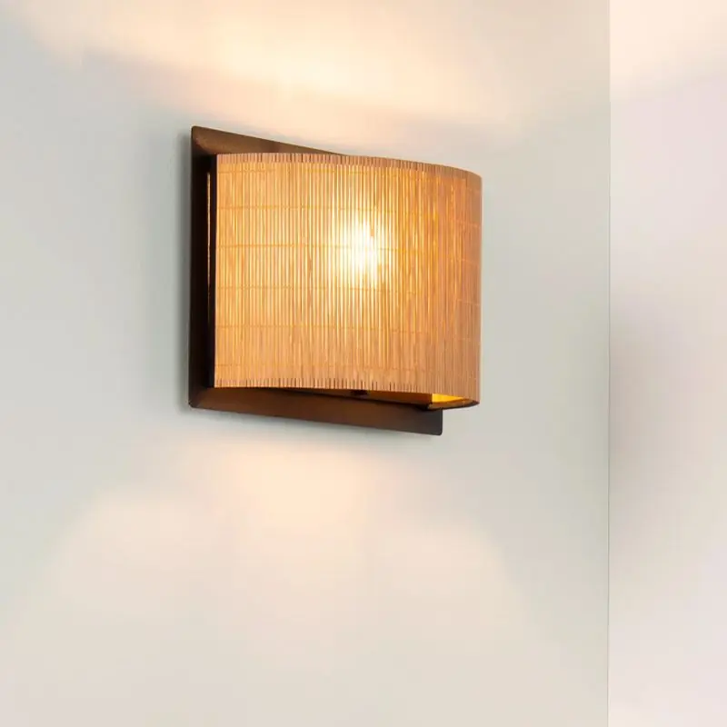 Neue Kollektion Rattan Wandleuchte Braun, Magius