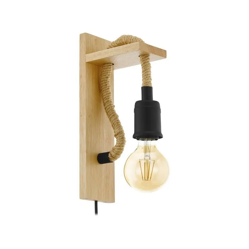 Holz Wandleuchte Braun, Simeon, mit Schalter Neu