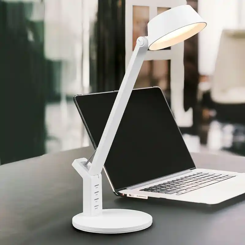 Knallerangebot Weiße Schreibtischlampe Modern, Lindi, 5W, warm- bis kaltweiß einstellbare LED, mit Touch-Dimmer