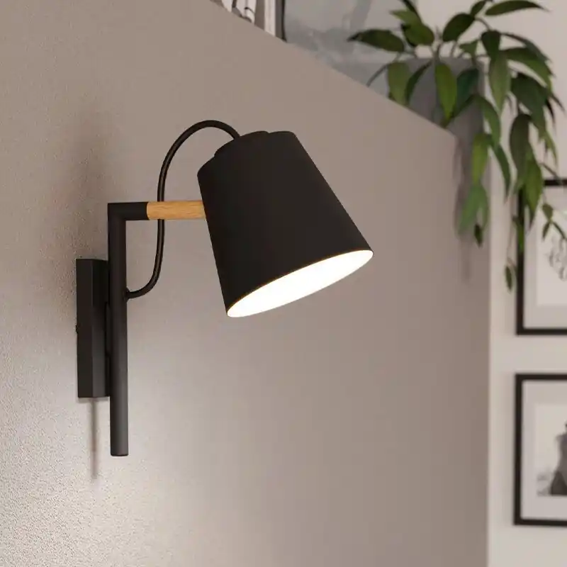 Schwarze industrielle Wandleuchte Aluminium, Jevon Preisknaller