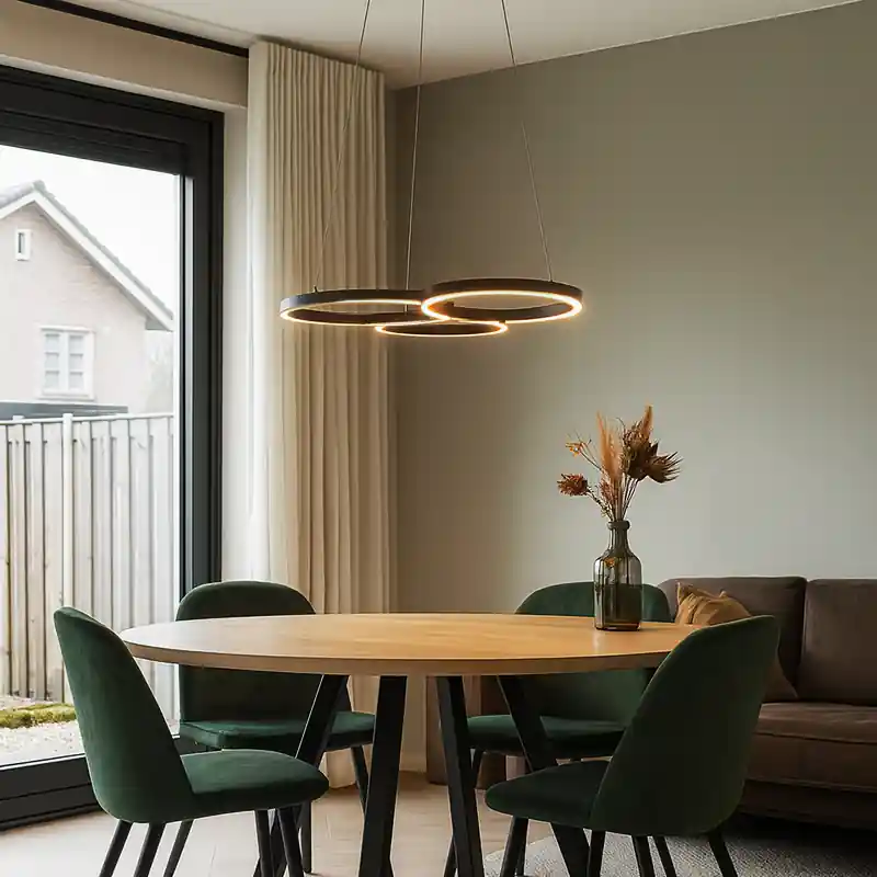 Markenware Design Pendelleuchte Schwarz, Thalia, 36W, 2700K LED, 3-stufig dimmbar