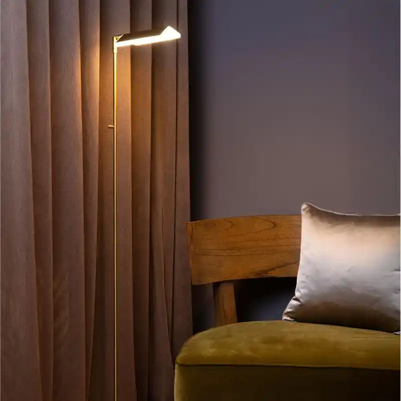 Finale Aktion Messing Leselampe Stehlampe Modern, Aaron, 12W, 2700K LED, mit Touch-Dimmer