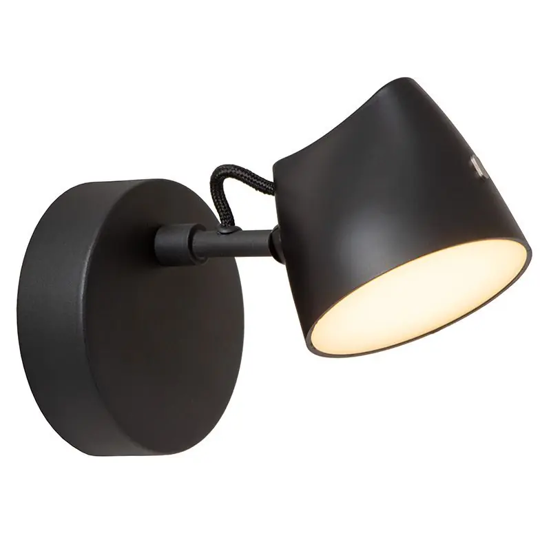 Schwarze Wandleuchte Landhaus, Milne, 6W, 2700K LED, mit Touch-Dimmer Solange Der Vorrat Reicht