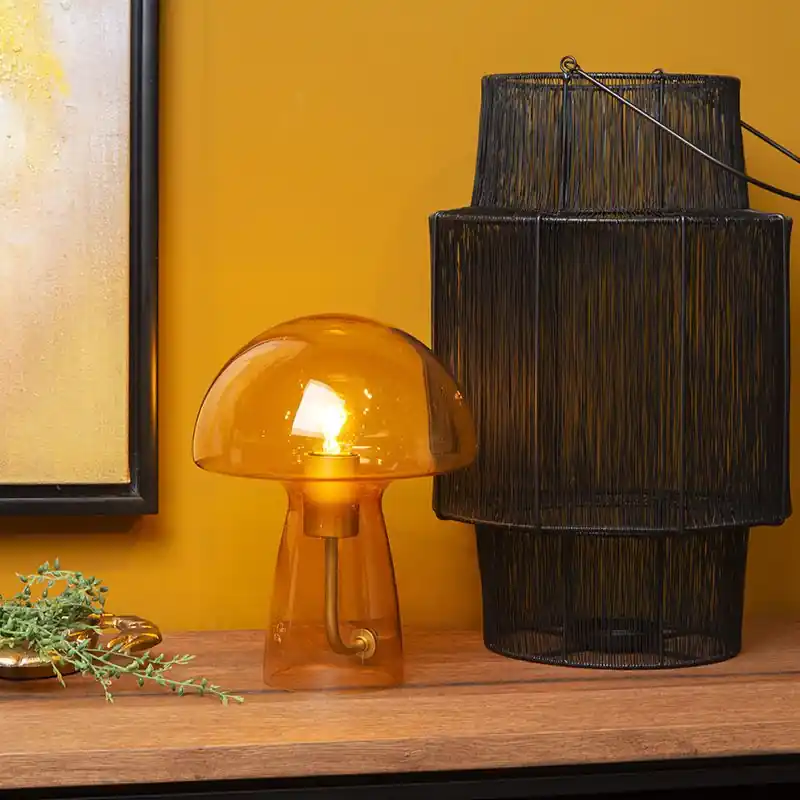 Orangene Tischleuchte Modern, Fungo, mit Schalter Kracherpreis