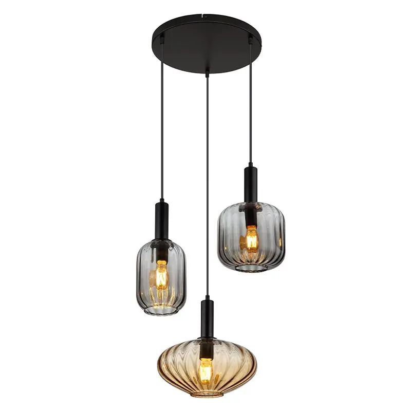 Rabatt Schwarze Pendelleuchte Esszimmer Rauchglas, Marjolein