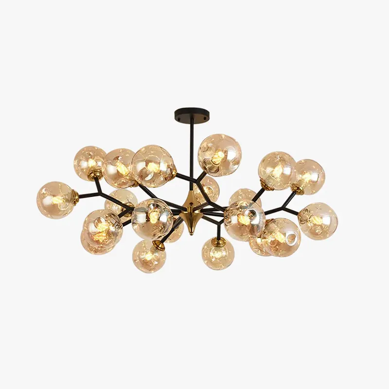 Neuheit Valentina Industriale LED Kronleuchter Gold Schlaf/Wohnzimmer Glas Metall mit 4 Größen 94 cm 6 Köpfe