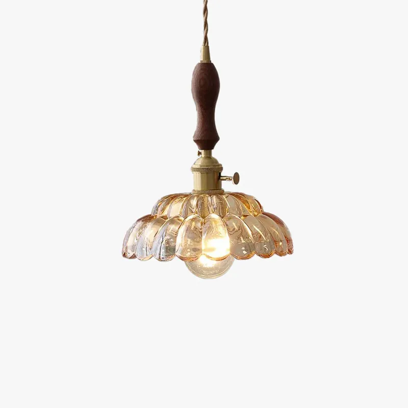 Valentina Modern LED Pendelleuchte Holz Metall Glas Ess/Schlafzimmer D 20 CM Preisreduziert