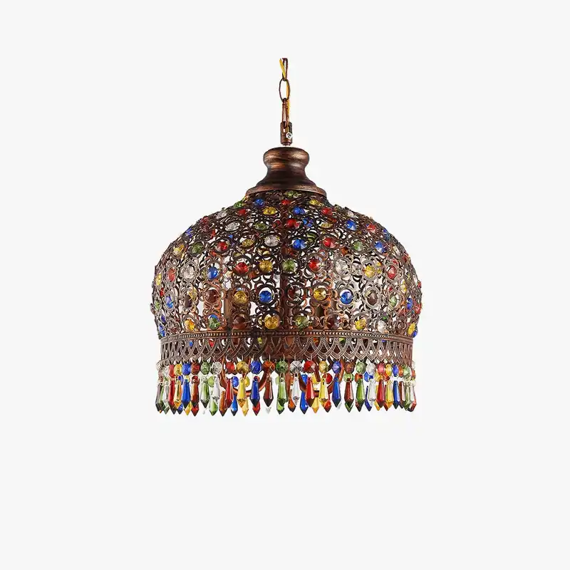 Arisha Kuppel Pendelleuchte Buntglaskristall, Weiß/Bronze Top-Preis