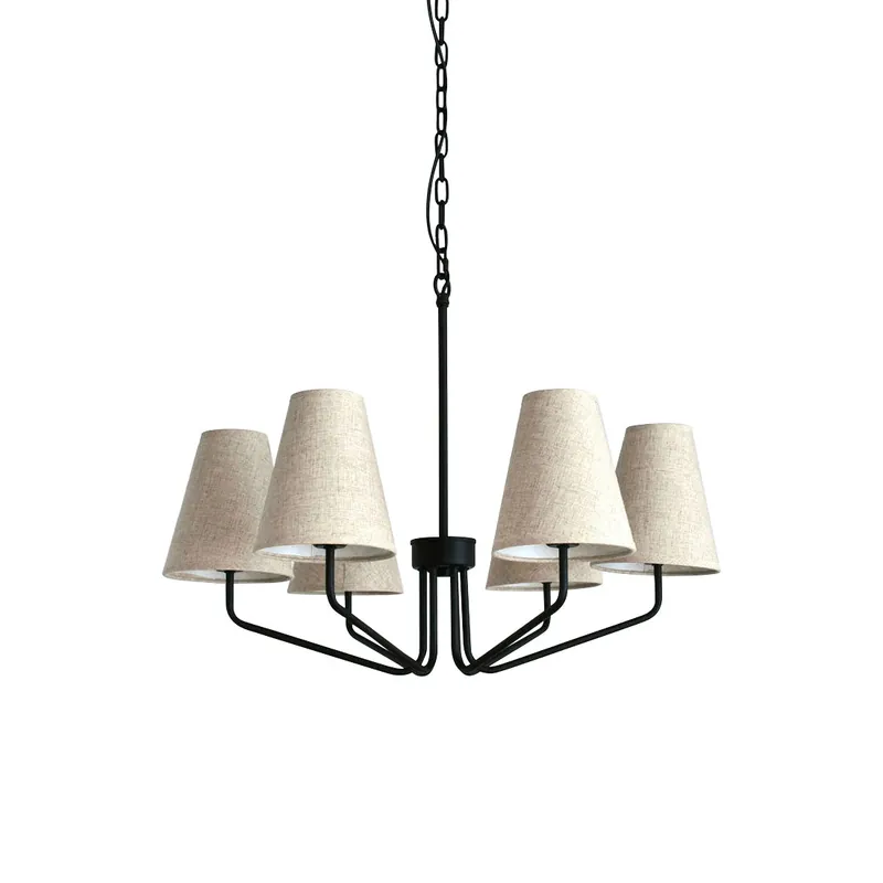 Jetzt Kaufen Aurdoreth Vintage Industrieller Messing Stoff-Kronleuchter 3 Köpfe ∅ 51cm x H 53cm