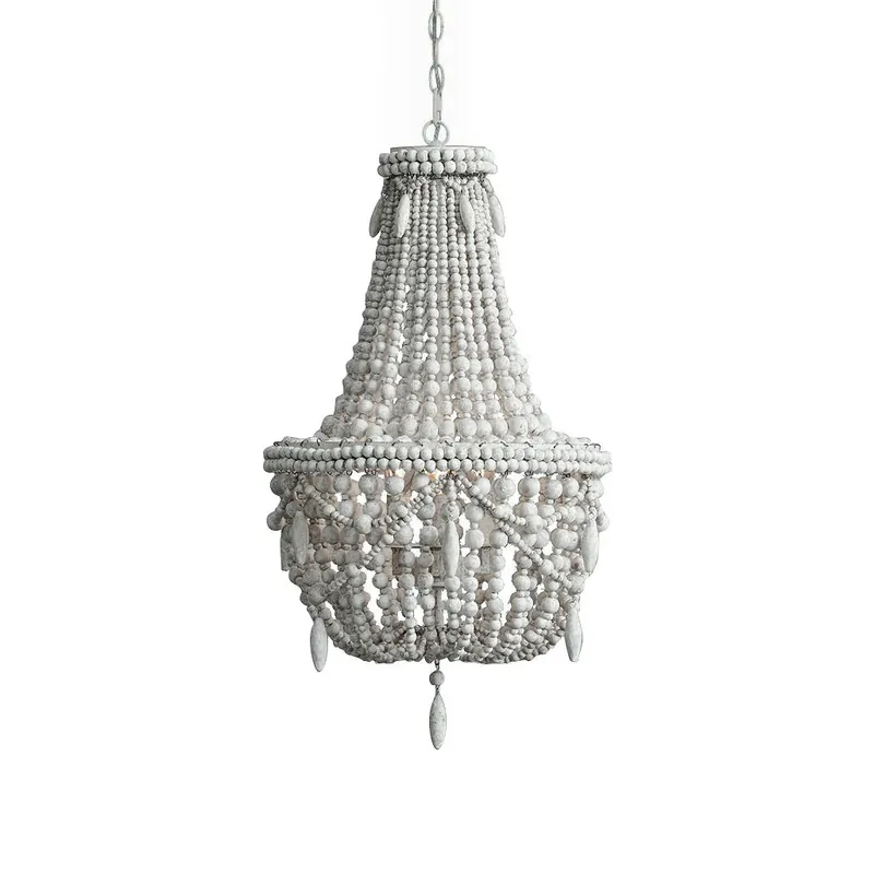 Direktkauf Eirikuvyu Postmoderner Luxus Perlen-Holz-Kronleuchter 3 Köpfe ∅ 38cm x H 63cm