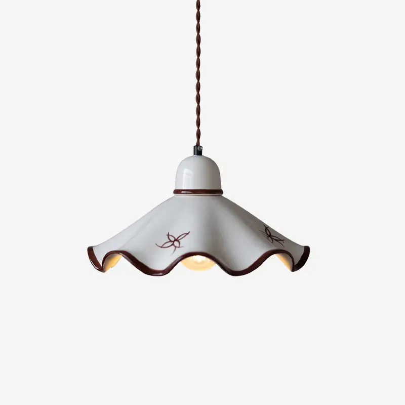 Kracherpreis Pendelleuchte Keramik Schirm Rustikal Braun Akzent Retro Ø21.5cm x H 18cm