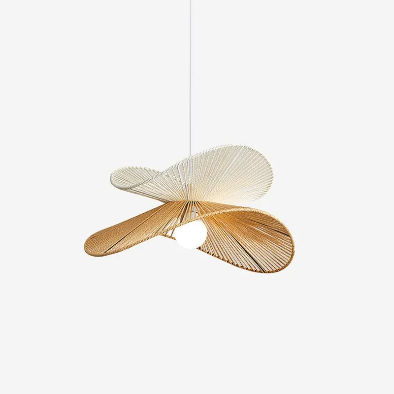 Neu Pendelleuchte Geflochtener Hanfschirm Skulptural Natur Modern ∅40cm x H 10cm
