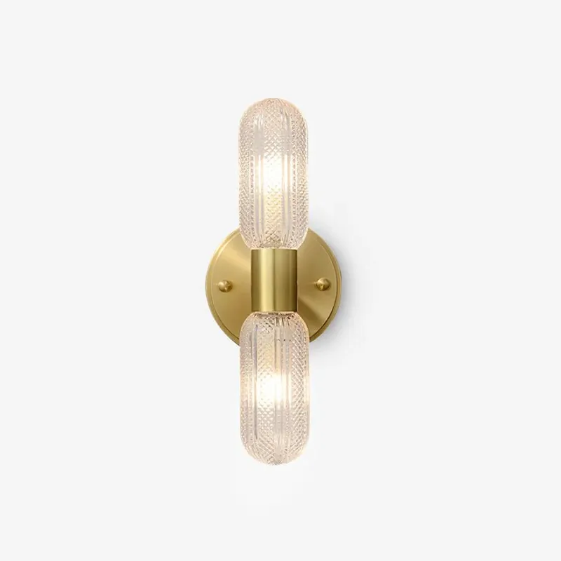 Evania Messing- und Strukturglas Doppel-Wandleuchte Must-Have