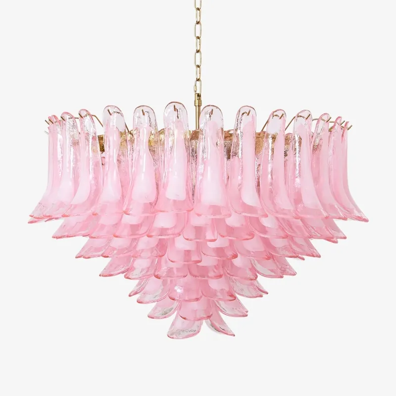 Aurora Chandelier Blush Pink Murano Glass Petals Elegant Sichere Zahlung