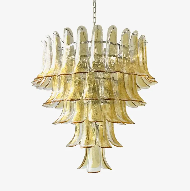 Aurora Chandelier Amber Petals Murano Glass Layered Lotus Begrenztes Angebot