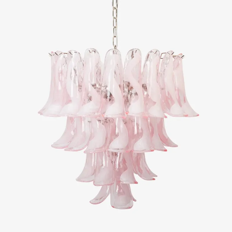 Zertifiziert Aurora Kronleuchter Rosa Murano Lilienblatt Kaskadierend Floral Klassisch