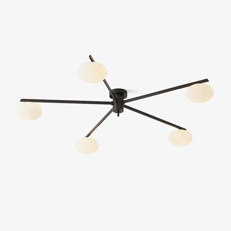 Lustra Deckenleuchte Schwarz Weiß Glas 3 Köpfe ∅ 85cm x H 18cm Markenware