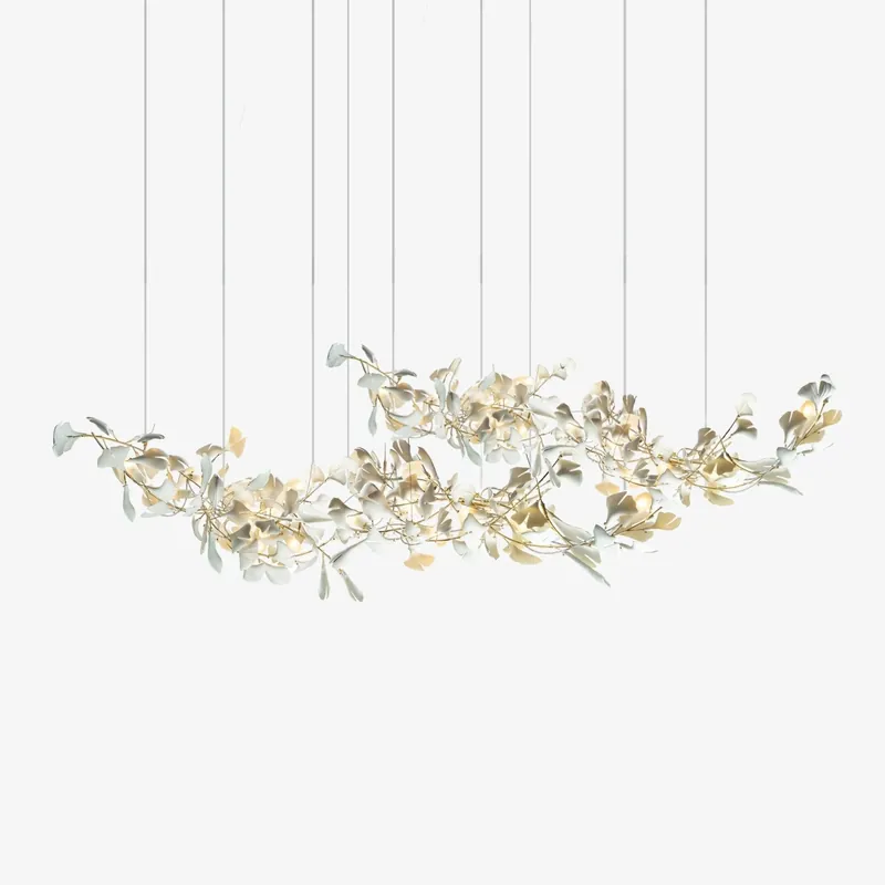Aktuell Olivia Keramik Ginkgo Kronleuchter Doppelstock Kombination L 120cm