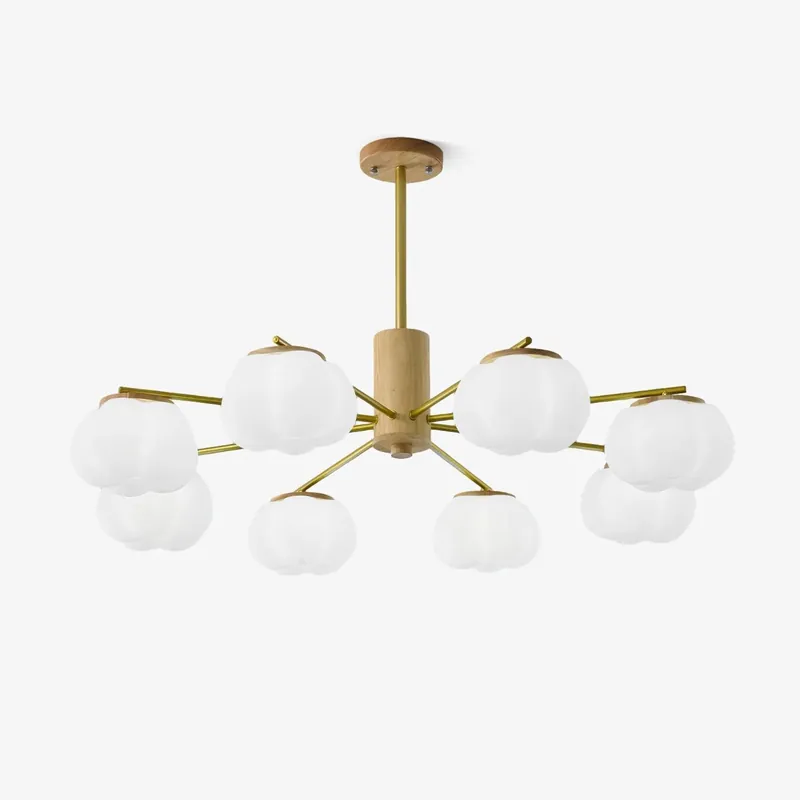 Lustra Kronleuchter Holz Baumwolle Bälle Gold PE 5 Lampen ∅ 25.6″ x H 20.9″ / Dia 65cm x H 53cm Sofort Bestellen