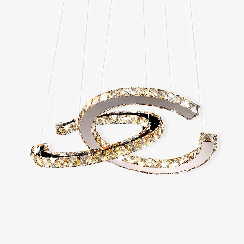 Sofort Bestellen Lustra Kronleuchter Kristall Doppelt C Modern Silber 2-Ring L 55cm x W 30cm