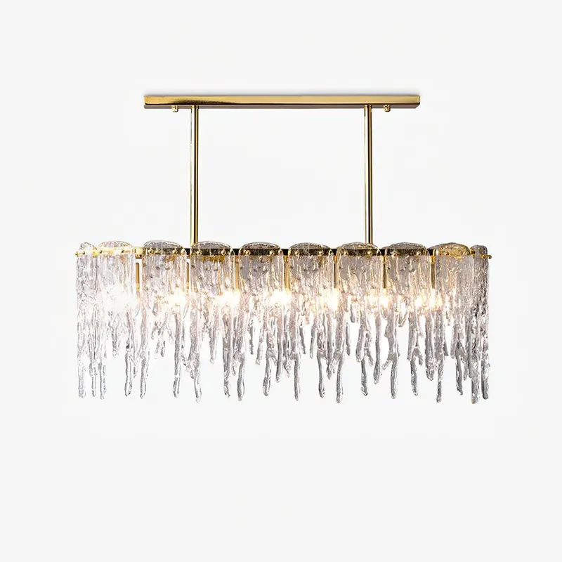 Wochenendangebot Cathaa Postmoderne Luxus-Kronleuchter "Rectangular Icicle" aus Glas und Kristall L 87cm x W 34cm x H 67cm