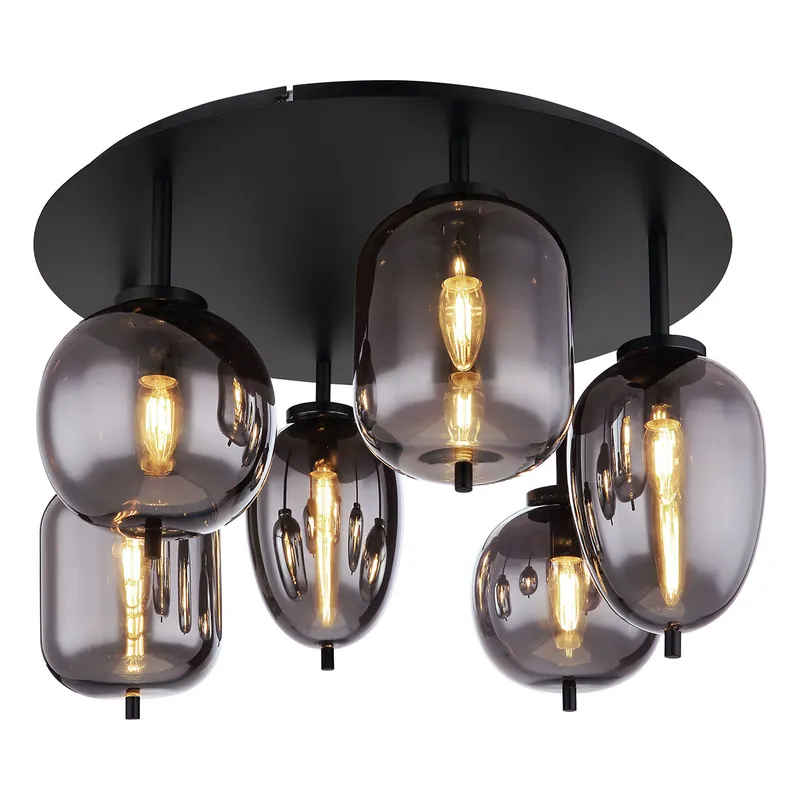 Runde moderne schwarze Deckenleuchte Globo Blacky Online Kaufen