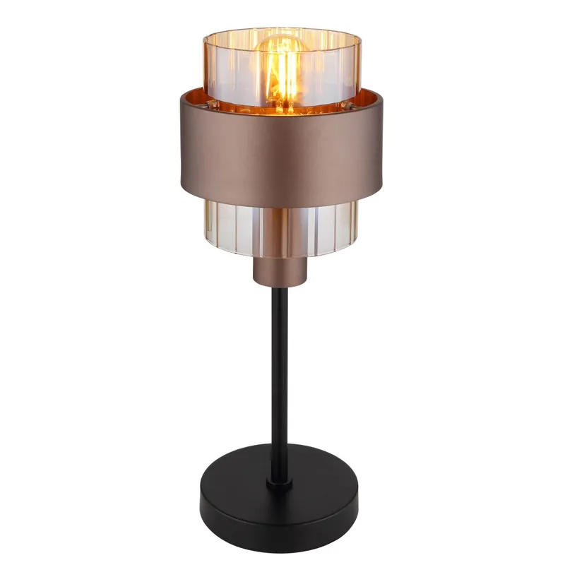 Finale Aktion Elegante bronzefarbene Tischlampe mit Glas-Schirm Milley