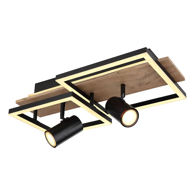 Beliebt Schwarz/braune Deckenlampe 2-Quadrat/Spots Globo Kassu