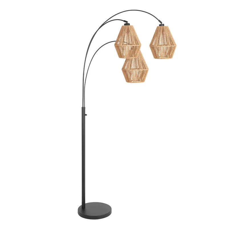Schwarze Bogenlampe mit hohem Seilschirm Steinhauer Sparkled Light Nur Für Kurze Zeit