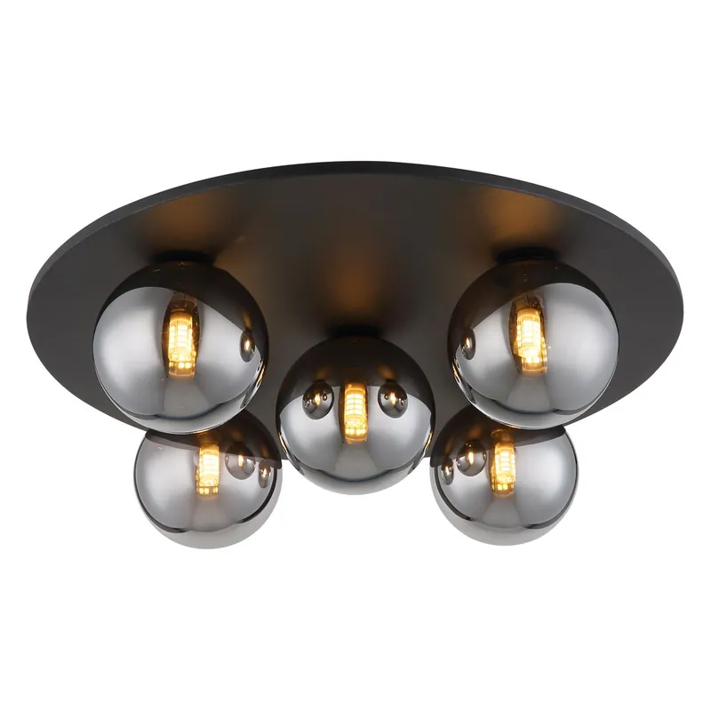 Elegante Deckenlampe mit Rauchglas-Kugeln Riha Neue Kollektion