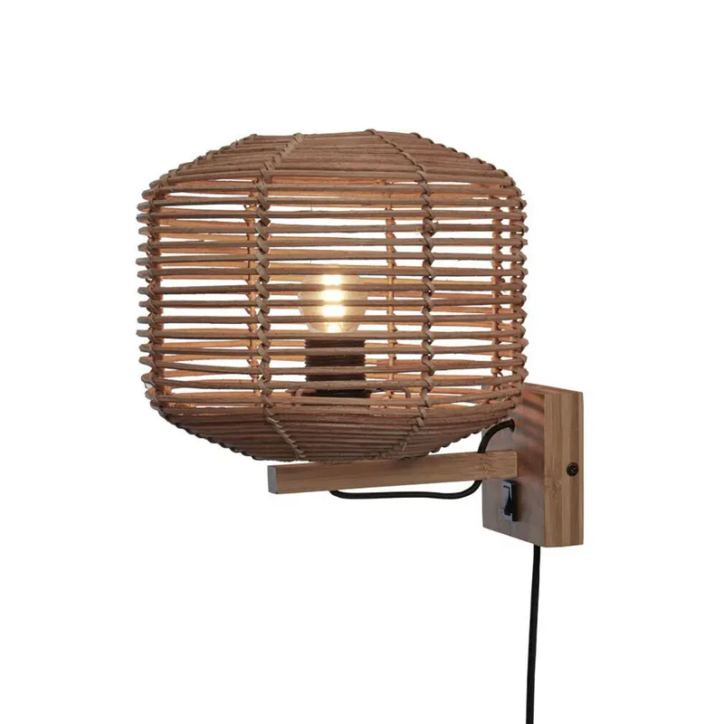 Jetzt Kaufen Bohemian-Rattan-Wandleuchte in Natur GOOD&MOJO Tanami