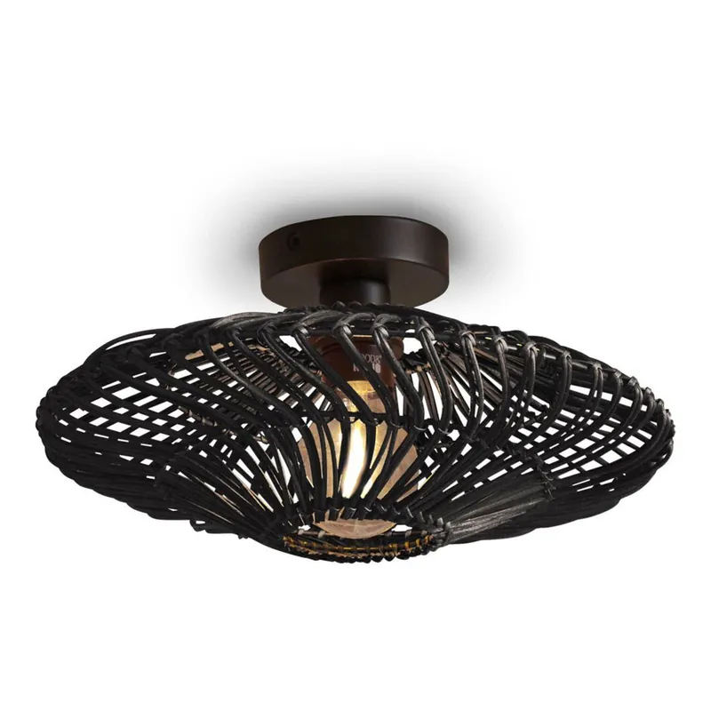 Schwarze Metall Deckenleuchte Bohemian-Rattan GOOD&MOJO Zanzibar Angebot