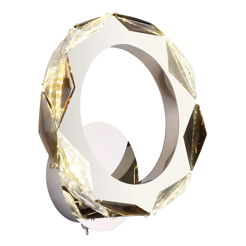 Wandlampe ringförmig Acrylkristal Chrom/Rauchgrau Globo Karilion Highlight