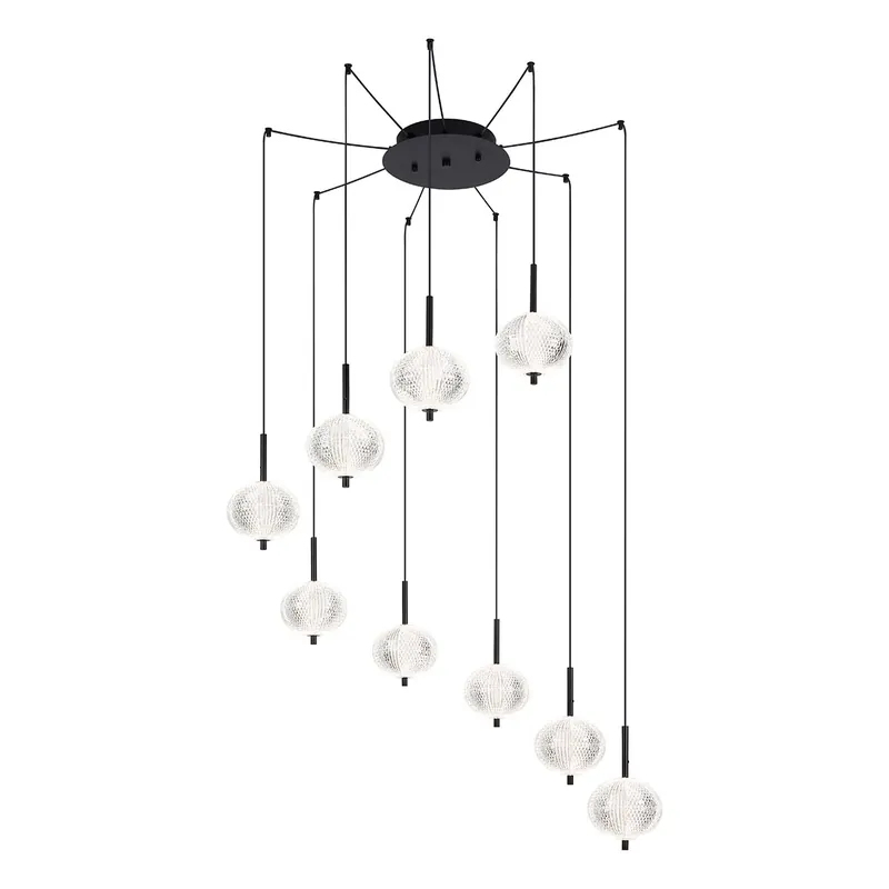 Expressversand Art-Deco schwarze Metall-Hängelampe Globo Aida