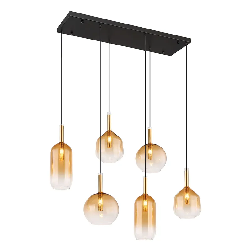 Nur Für Kurze Zeit Klassische goldene Metall-Glas-Hängelampe Globo Lopusa