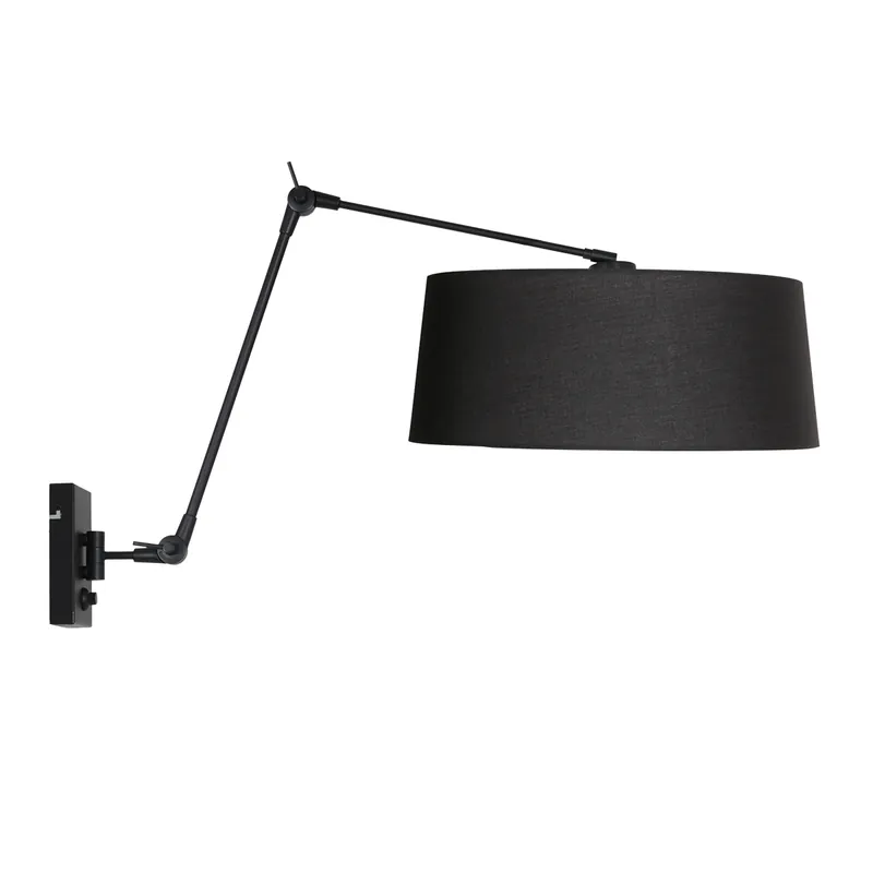 Schwarze Wandleuchte mit schwarzem Leinenschirm Steinhauer Prestige Chic Beliebt