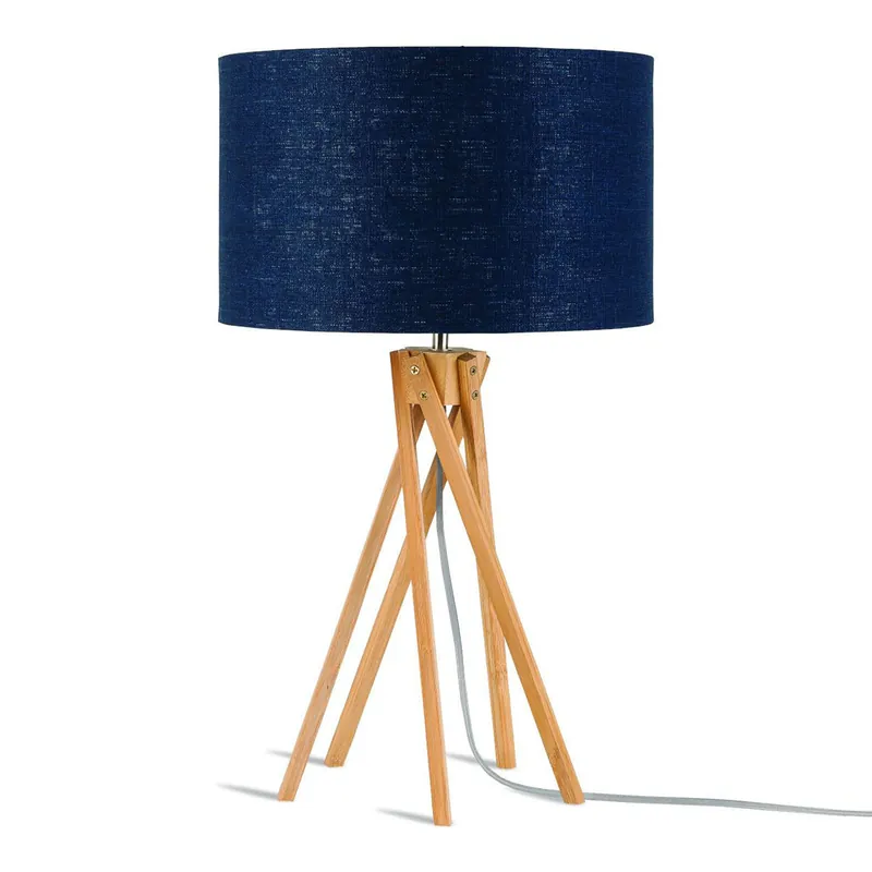 Billig Blaue bohemian Bambus Leinen Tischlampe GOOD&MOJO Kilimanjaro