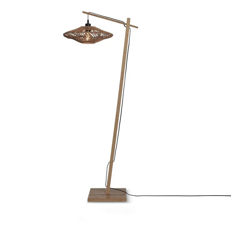 Weiße Stehlampe aus Bambus und Rattan im Boho-Look Zanzibar GOOD&MOJO Preisknaller