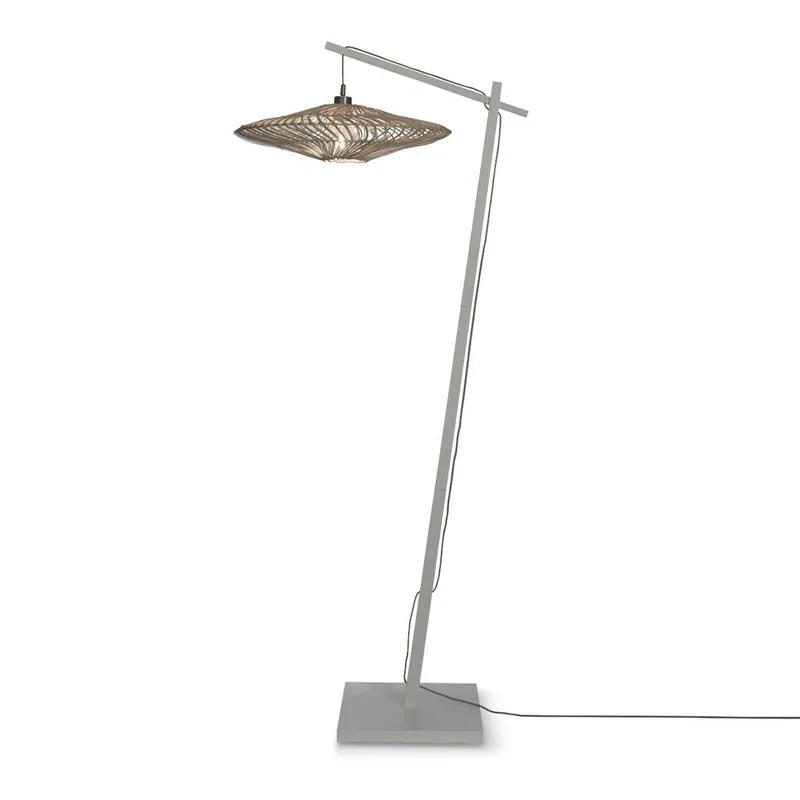 Mega-Angebot Tellerförmige Stehlampe Bohemian weiß-Bambus GOOD&MOJO Zanzibar