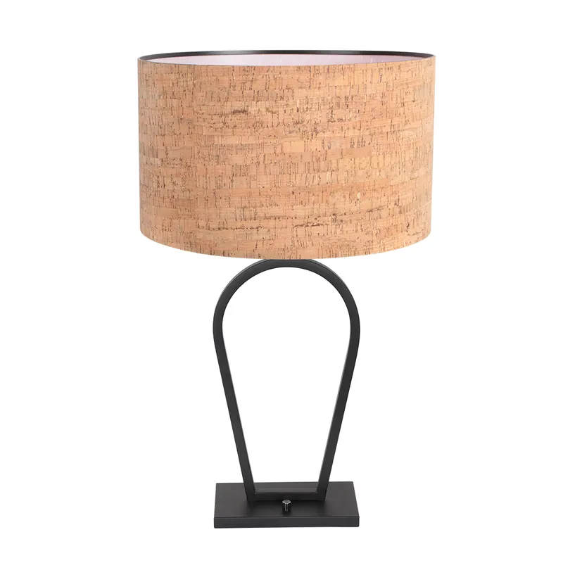 Tischlampe mit Korkschirm und schwarzem Metallgestell Steinhauer Stang Expressversand